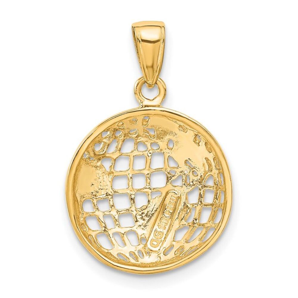 14k Yellow Gold 16mm Concaved Globe Pendant - Picture 3 of 5